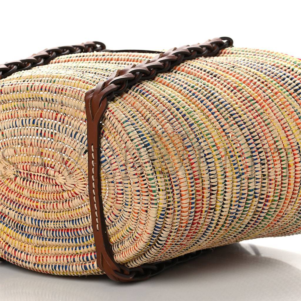 Pra*a paglia vitello woven braided basket tote multicolor cognac 1bg312_2dif_f00j7_v_iom (25*25*14cm)